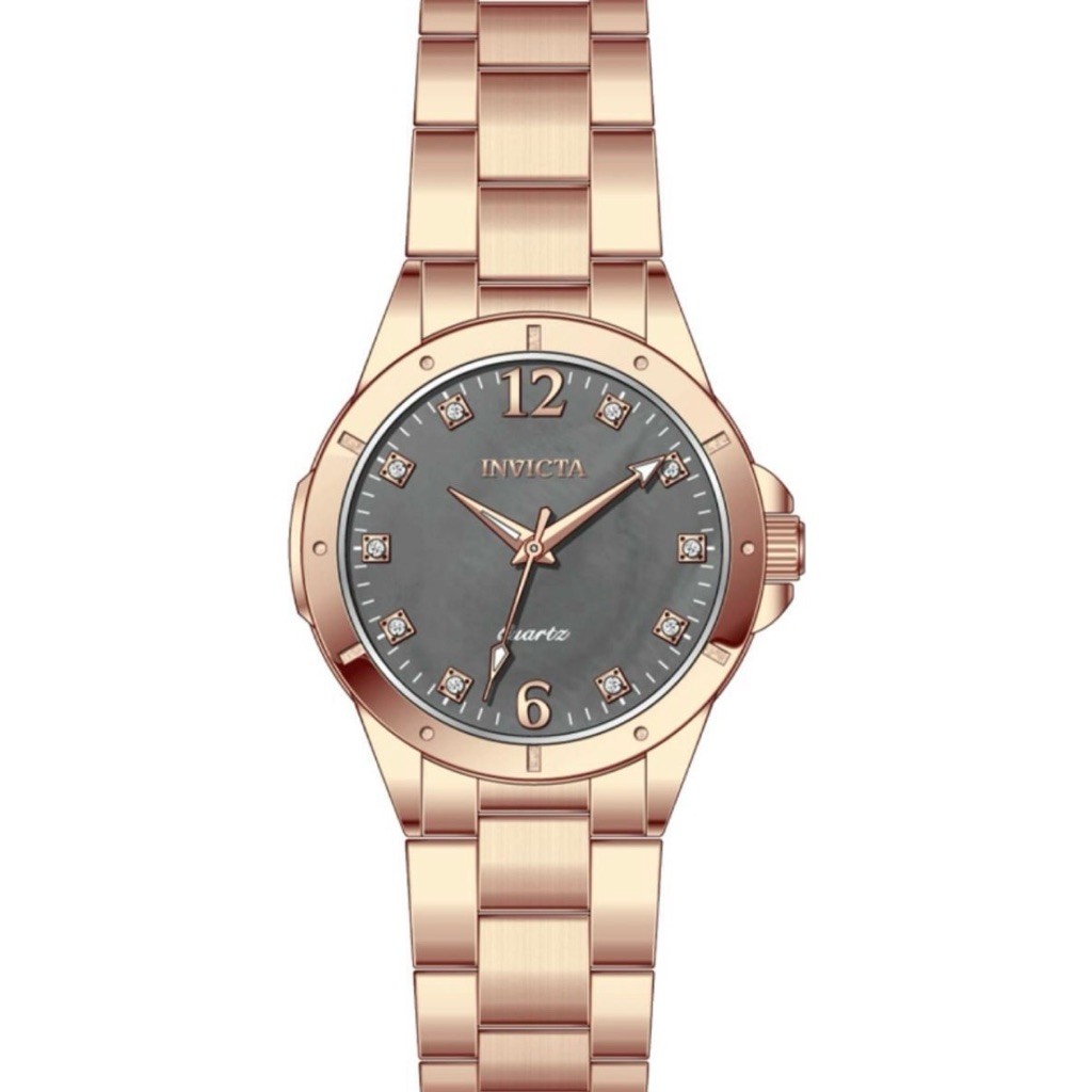 Invicta Womens Rose Gold Watch With Charcoal Dial